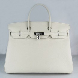 Hermes Birkin 40Cm Togo Leather Handbags Beige Silver